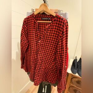 Calvin Klein Women’s Red and Black Plaid Shirt XL